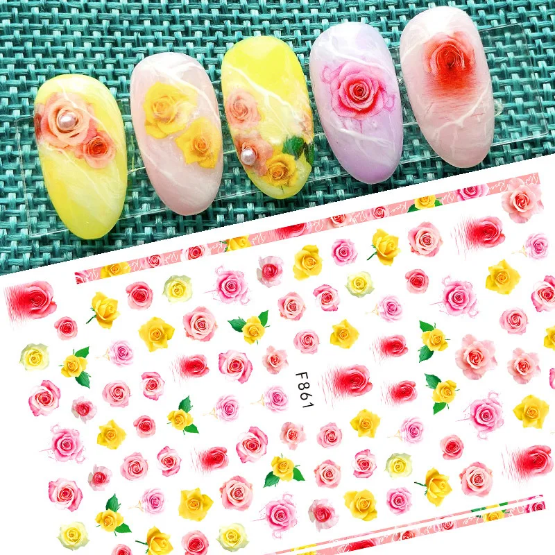 

Розовая роза 3D наклейка для ногтей Слайдеры для дизайна красивые цветы тюльпана наклейки для ногтей Маникюрные наклейки декоративные аксе...