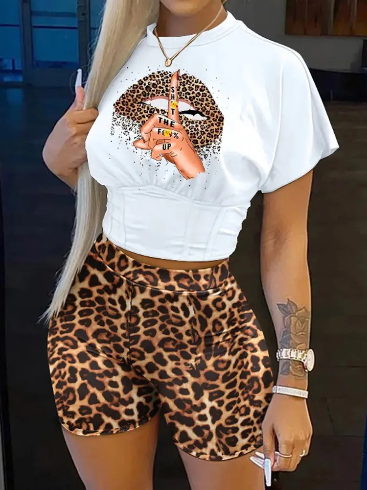 Женский Повседневный костюм из двух предметов облегающие шорты с круглым