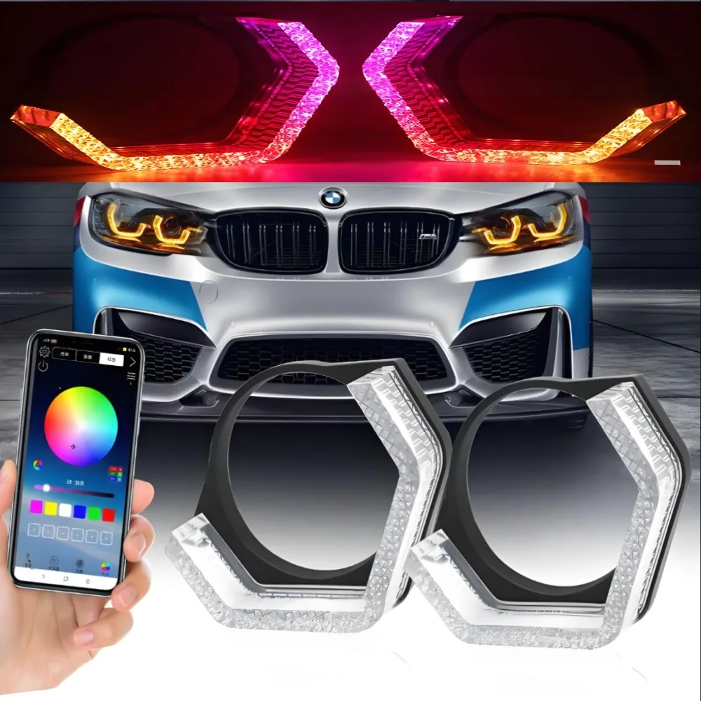 

Angel Eyes подходит для BM W 2,5/3 дюйма, круглый 5D проектор «ангельские глазки» с управлением через приложение, указатель поворота, автомобильный проектор, фара
