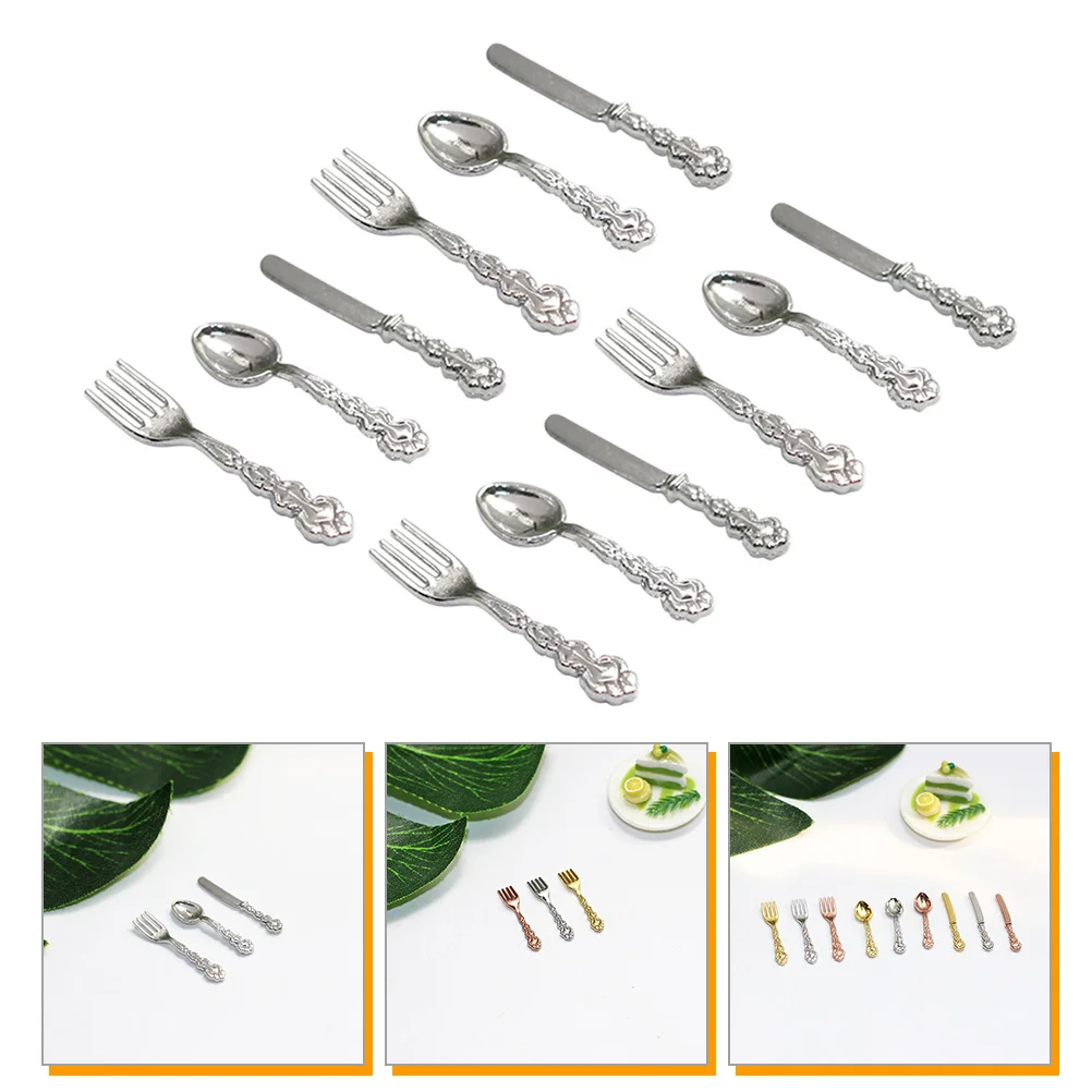 

Miniature Kitchen Accessories Mini Tableware Forks Supplies Desktop Centerpiece Ornamenthome Decoration Furniture Set