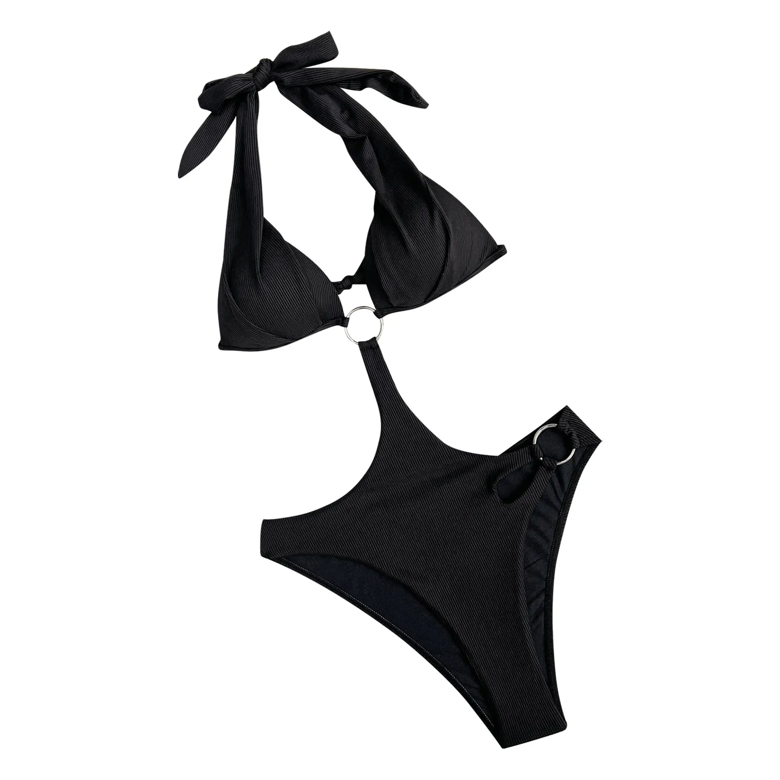 

Женский треугольный купальник с чашками пуш-ап и цветочным принтом