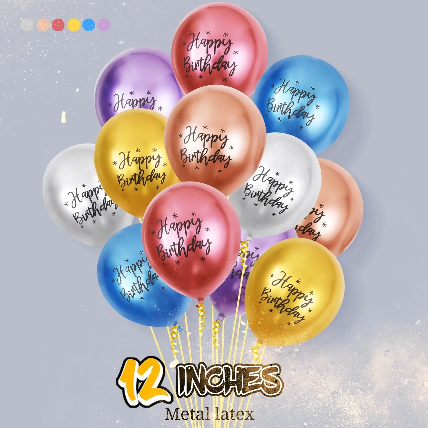 50/100/200/500pcs 12 Inch Balloon Metallic Latex round happy birthday balloon qualified adult kid birthday Party supply home dec