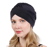 swimming cap elastic nylon turban soft stretch turban cap girls underscarf bonnet hat female head wrap bath hat head scarf