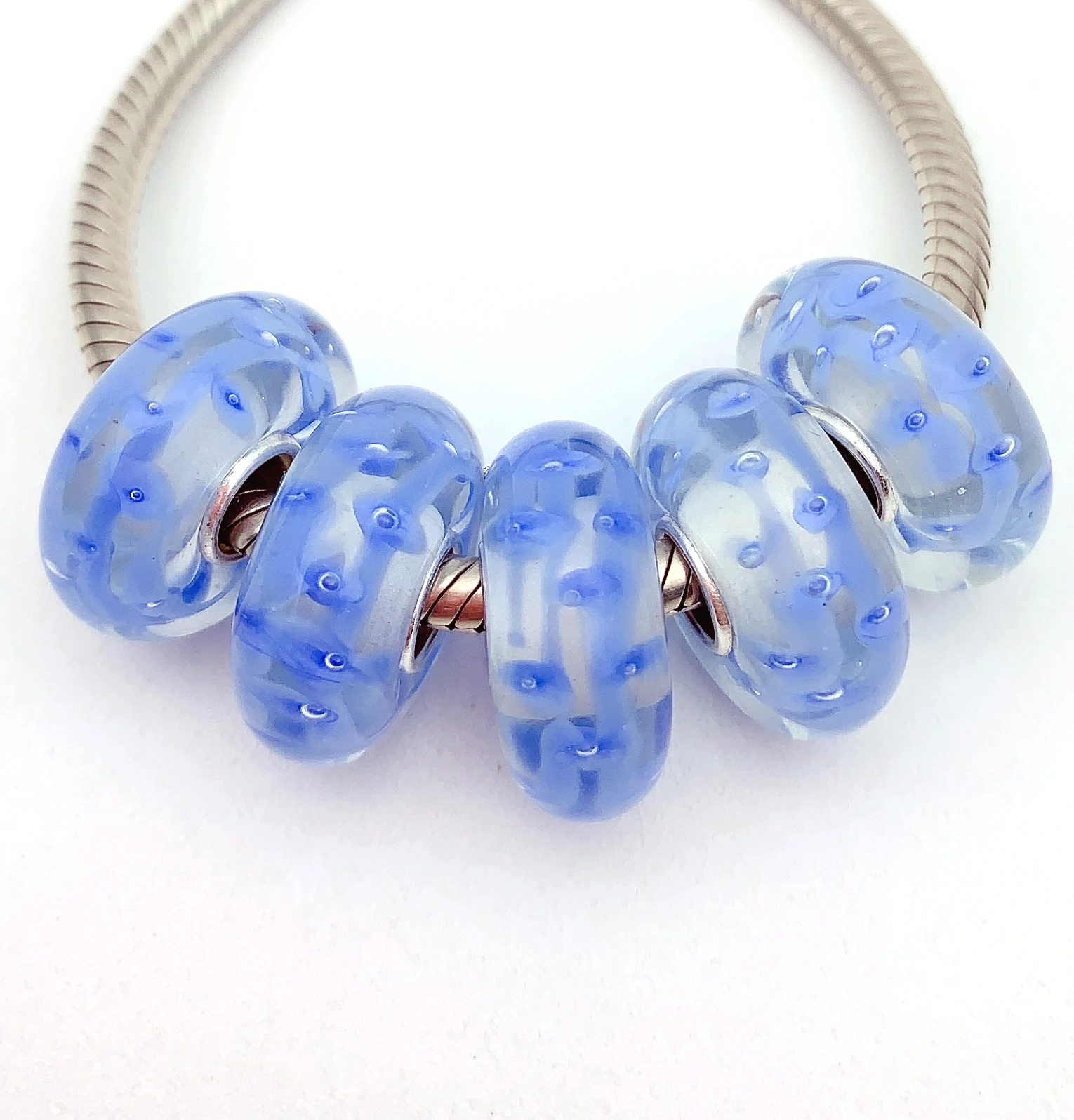 

XHYG371 5X 100% Authenticity S925 Sterling Silver Beads Murano GlassBeads Fit European Charms Bracelet Diy Jewelry Lampwork
