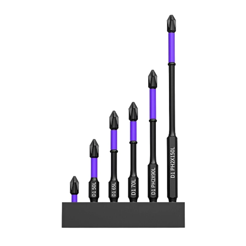 Набор электрических отверток 6 шт. 25/50/65/70/90/150 мм ударная сильная магнитная