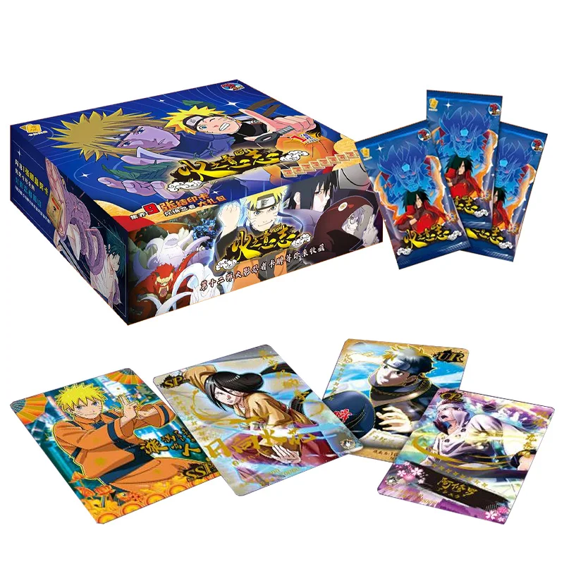 

Naruto Genuine Anime Figures Cards Uzumaki Naruto Collectible Cards Bronzing Barrage Flash Card Table Toys Gifts For Children