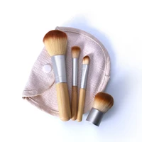 4 pcs with bag wood small portable soft makeup brushes set for cosmetics blush powder eyeshadow makeup brush beauty tool