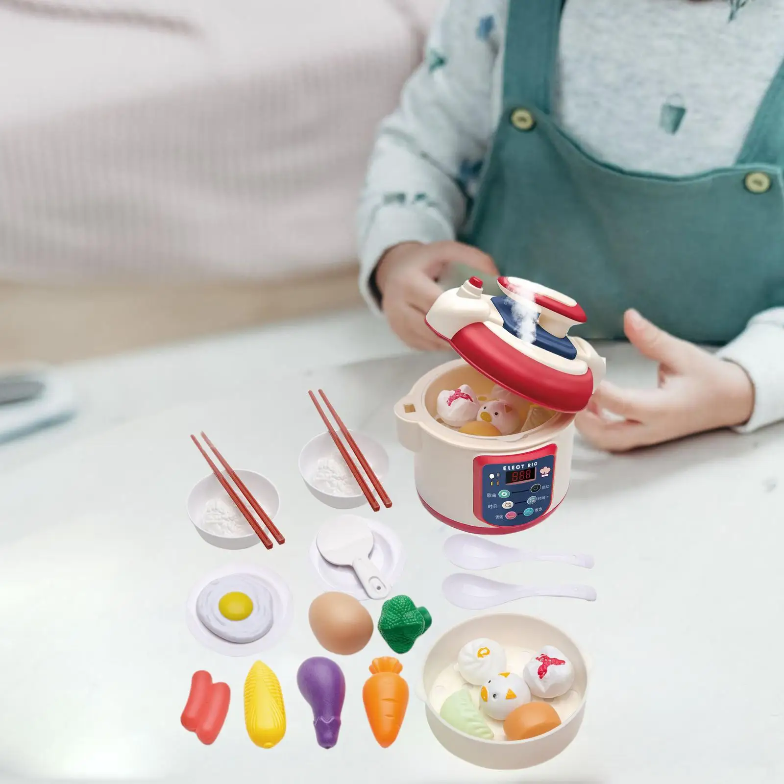 

Kids Rice Cooker Toy Utensils Portable Kitchen Playset Girls Birthday Gift
