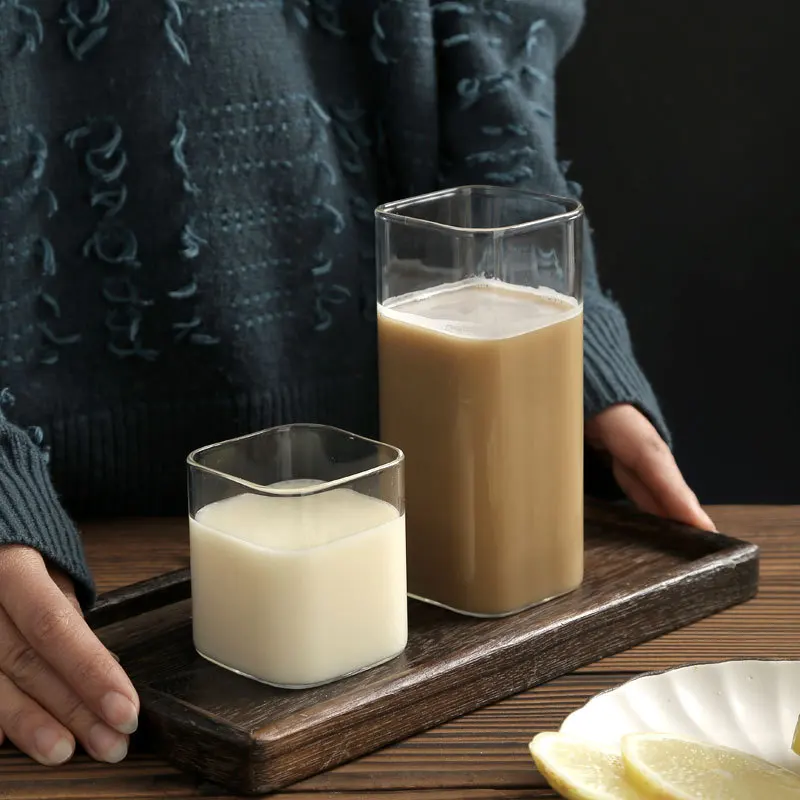 

200/400ml High Borosilicate Wine Glass Mug Square Transparent Heat Resistant Tea Drinking Glasses Coffee Water Cup Drinkware