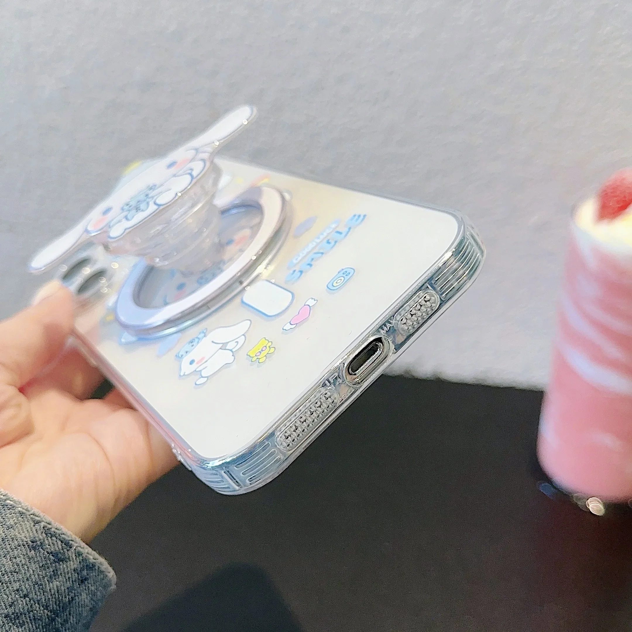 Милый мультяшный прозрачный чехол с помпоном Cinnamoroll Purin для Magsafe магнитным