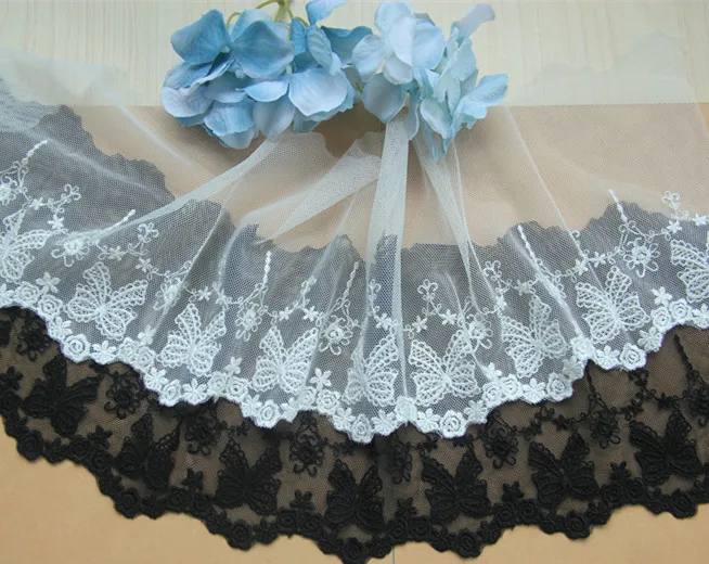 

1 Yard Manual DIY Lace Accessories Embroidery Lace Mesh Rose Butterfly Curtain Lace Width 13cm