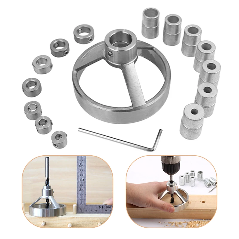 

5/8/9/16Pcs Stainless Steel Straight Angle Drill Guide Hole Positioning Doweling Jig Drill Punch Locator Woodworking Tool