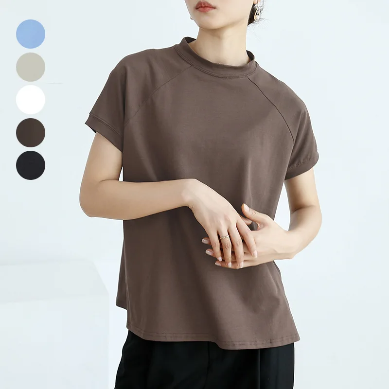 

Women Clothing Basic T Shirts Simple Short Sleeve Round Neck Vintage Pullover Tops Summer Casual Loose Soft Bottoming T-shirt