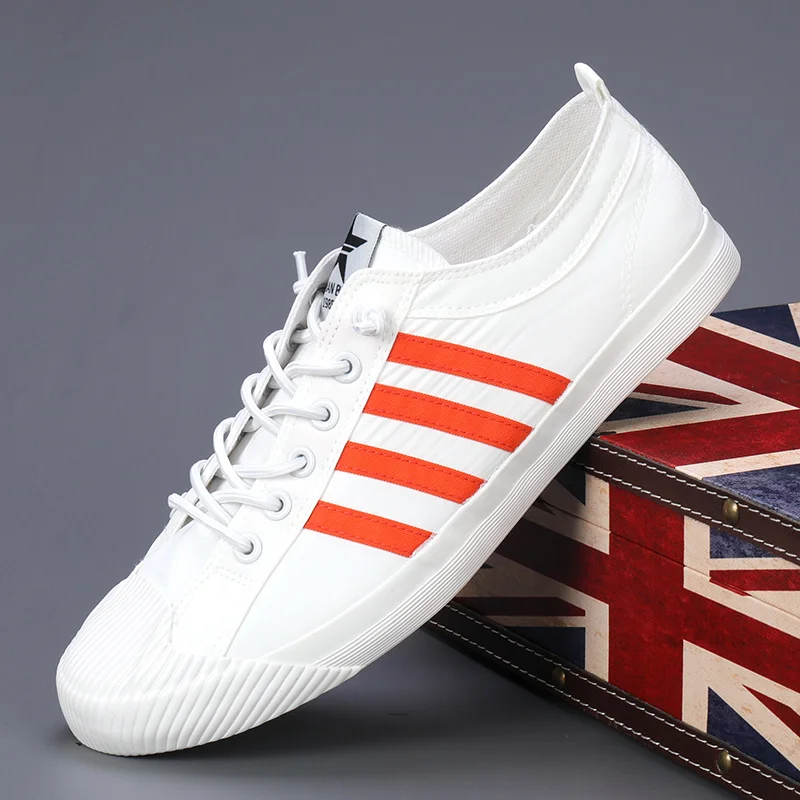 2023 Men's Summer Vulcanized Shoes Men White Sneaker Shoes Classic Flat Male Breathable Comfy Causual Shoes Zapatillas De Lona