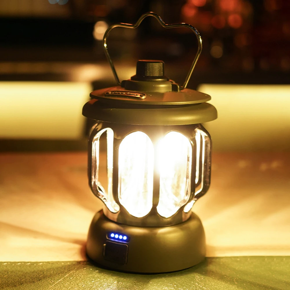 

LED Emergency Light Dimmable Retro Lighting Lantern Large Capacity Battery with Handle Garden Decoration Lamp for Outdoor Travel