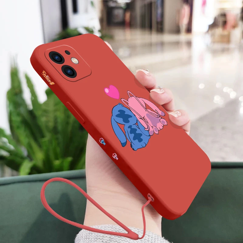 

Stitch Cartoon Kiss Phone Case for OPPO Realme 8 7 7i 6i 6 Pro C11 C12 C15 C20 C21Y C25 C25S RENO 4 4G FIND X3 LITE with Lanyard