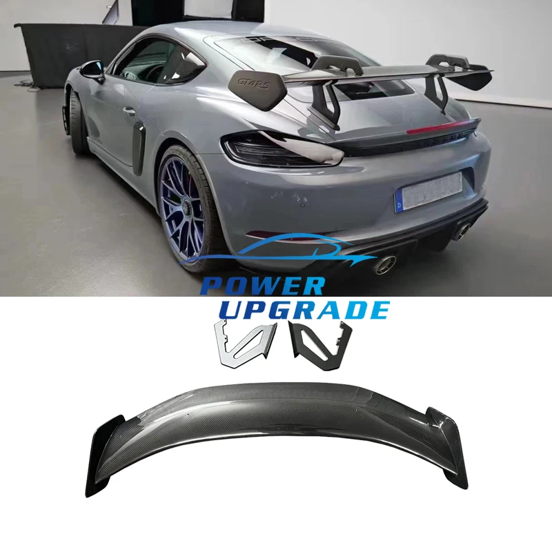 Dry Carbon Fiber Rear Spoiler Tail Wings For Porsche Cayman 718  Boxster GT4 RS Style Car External Decoration Rear Trunk Wing