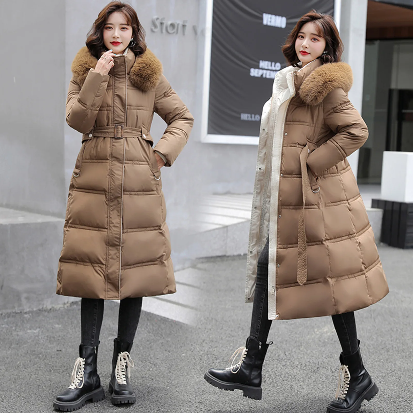 

Зимний Большой плюшевый теплый пуховик, женская модная Длинная утепленная парка с капюшоном, женские зимние пуховики