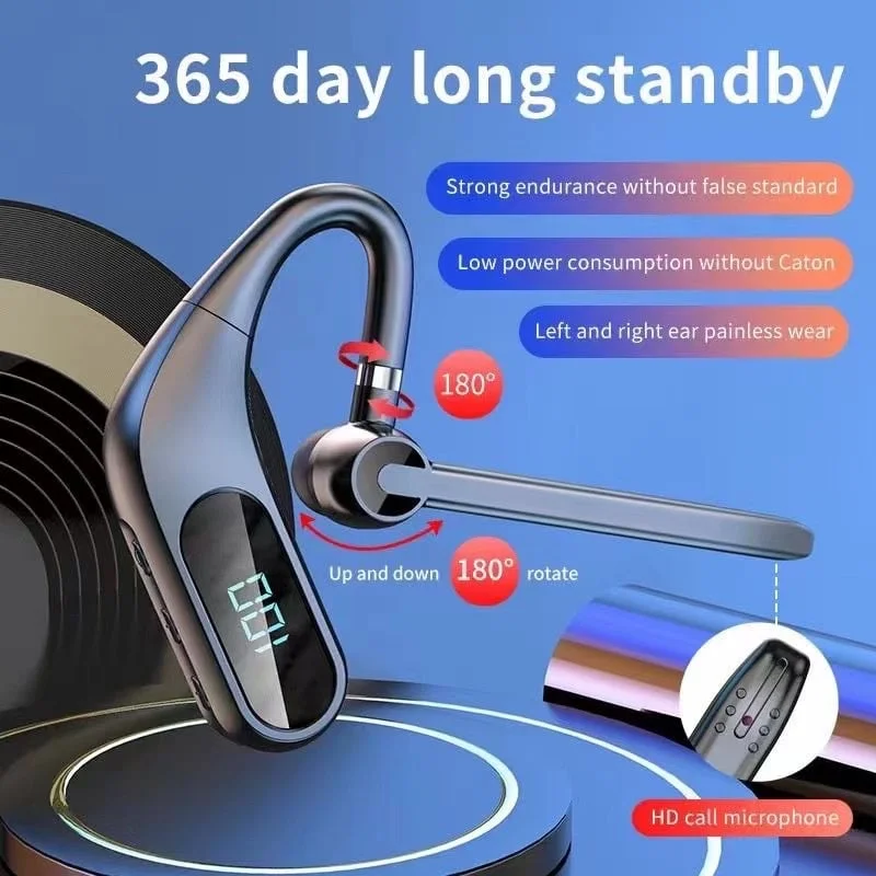 

KJ12 Bluetooth V5.0 Earbud Ear Hook Digital Display USB Rechargeable Calling High Quality Stereo Audio Reduce Noise