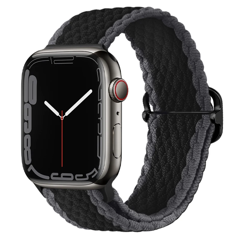 

Nylon Loop Strap For Apple Watch 7 45mm 41mm Adjustable Elastic Braided Breathable Wristband For iWatch 6 5 4 SE 44mm 42mm 40mm
