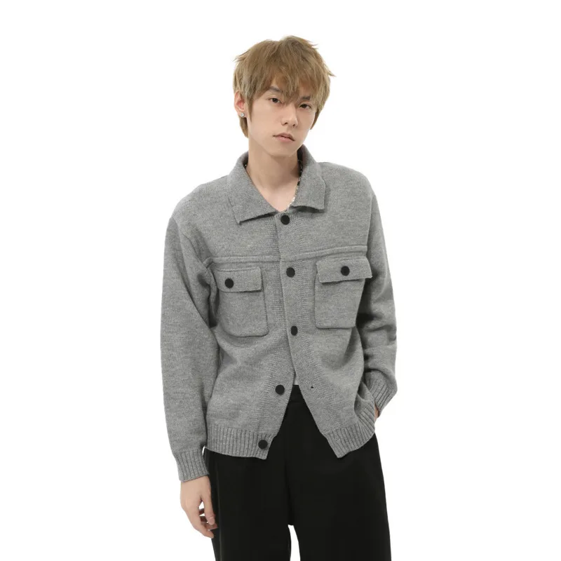 Модный зимний мужской кардиган 2024 повседневный однобортный свитера с большими