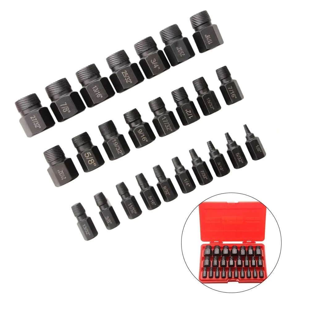 

25Pcs Damaged Screw Extractor Drill Bit Set Multi-Spline Bolt Screw Extractor Kit Stud Slip Teeth Remove Broken Bolt Extractor
