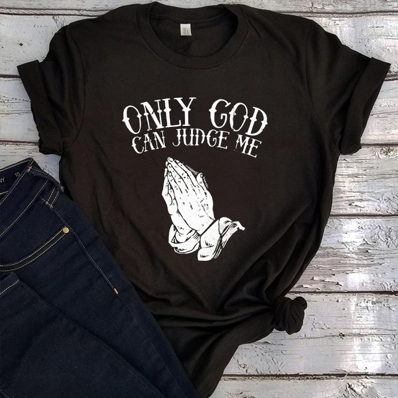 

Praying Shirt God Can Judge Me Christian Shirts Religion Kawaii Clothes Faith Tshirt Religious Top Christianity Shirt s