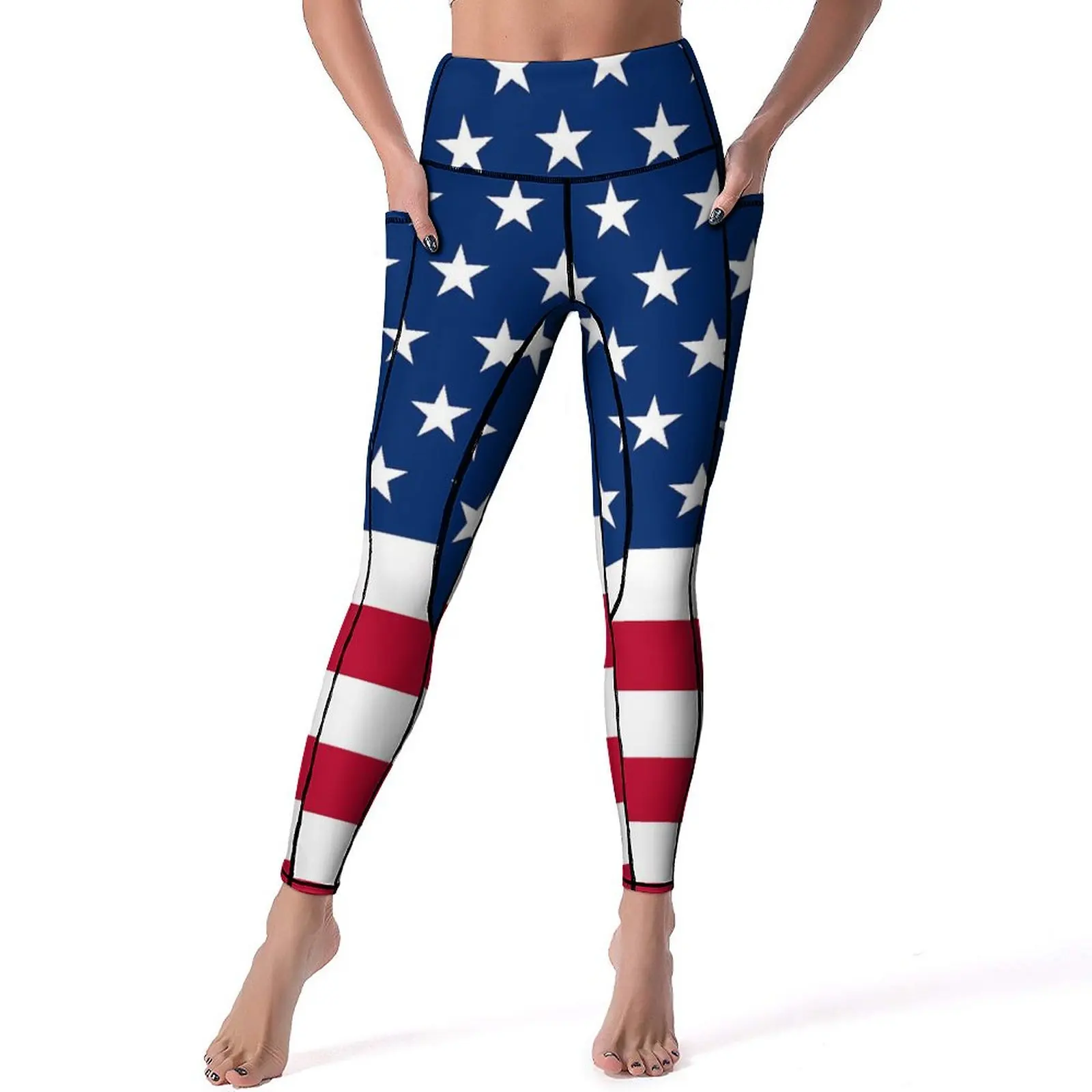 

Usa Flag Leggings Sexy Stars And Stripes High Waist Yoga Pants Novelty Quick-Dry Leggins Female Printed Gym Sports Tights