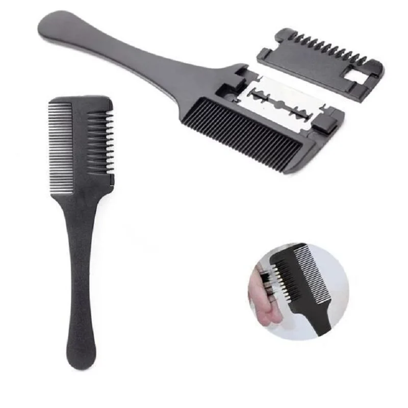 

1Pcs Hair Cutting Comb Useful Hairdressing Smooth Tool Handle Hair Brushes with Razor Blades Barber Scissor Razor Styling Tool