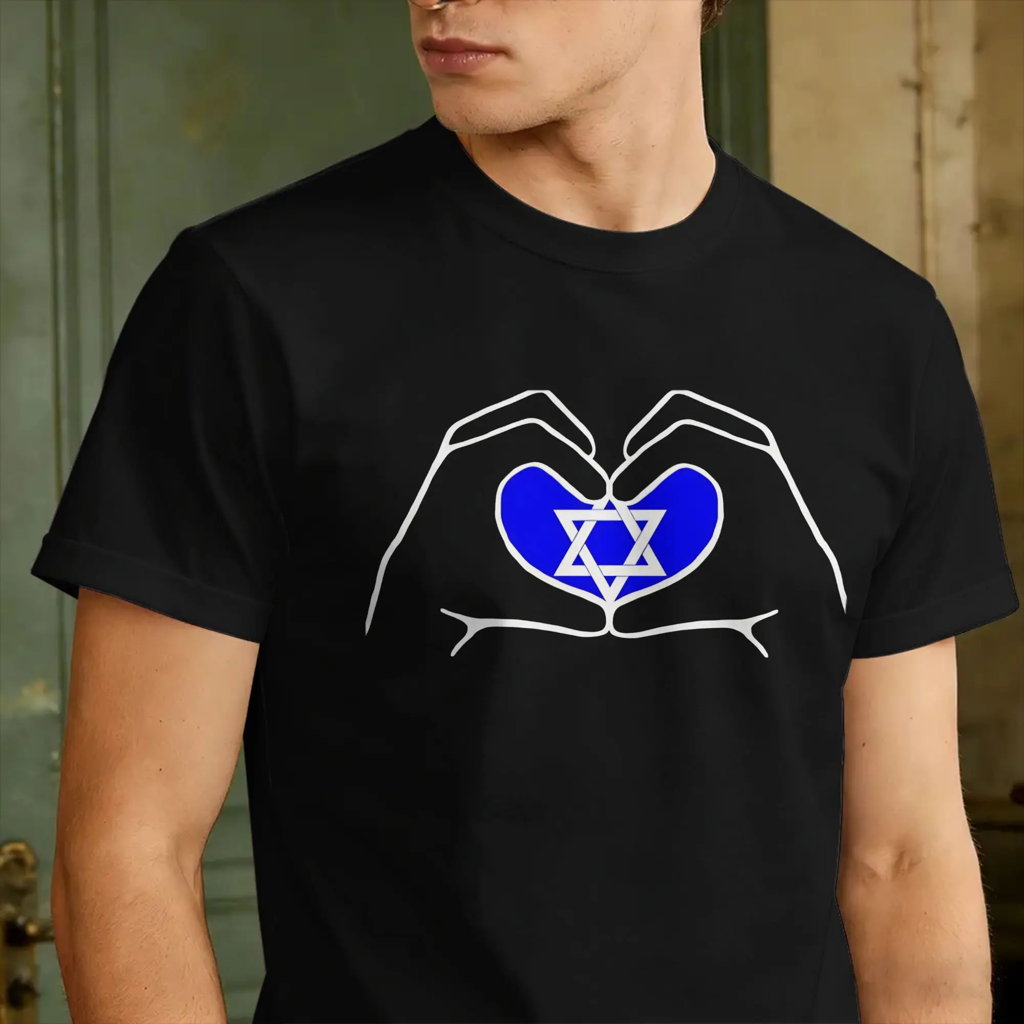 Фото Футболка Star Of David Hands Heart MDA Magen David Adom, летние хлопковые футболки из 100% хлопка для мужчин, повседневная футболка, футболки в стиле ретро Y2K №4