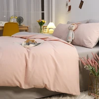2022 solid color household duvet cover pillowcases bed flat sheet setwoman adult comforter quilt covers bedclothes twin queen