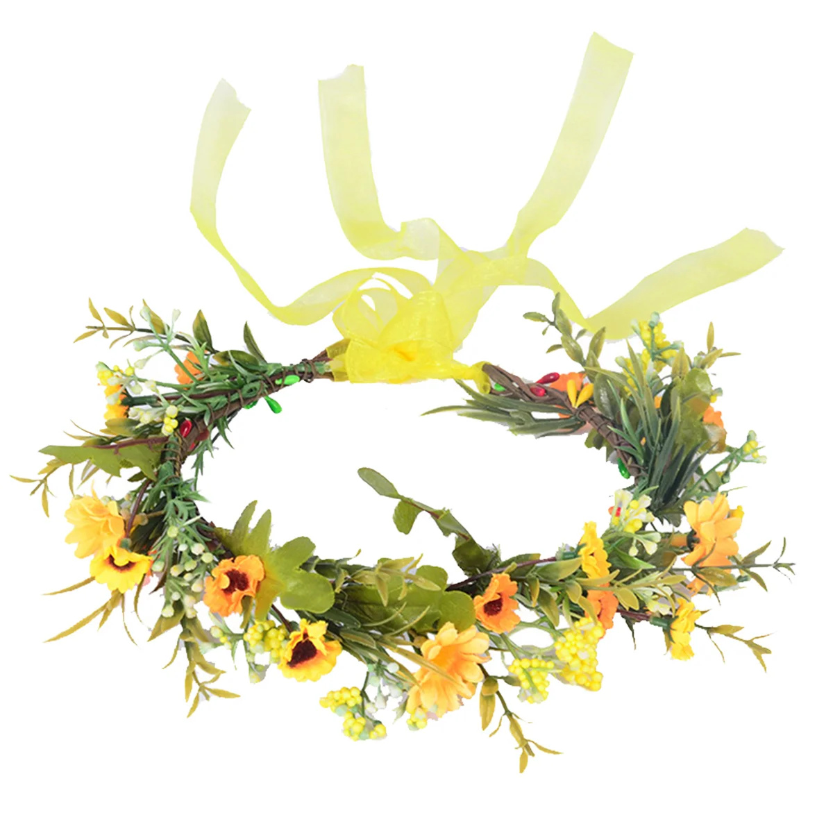 

Wedding Bridesmaid Sun Flower Wreath Headband Bridal Flower Garland Hairband