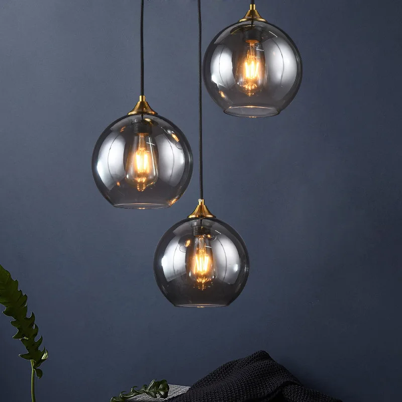 Modern Glass Lampshade Pendant Lights Fixturs E27 LED Pendant Lamp for Kitchen Restaurant Living Room Home Indoor Ceiling Lights
