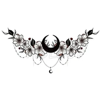 moon flower temporary tattoo stickers lunar necklace sexy chest back fake tatoo flash tatto makeup breast art for woman girl