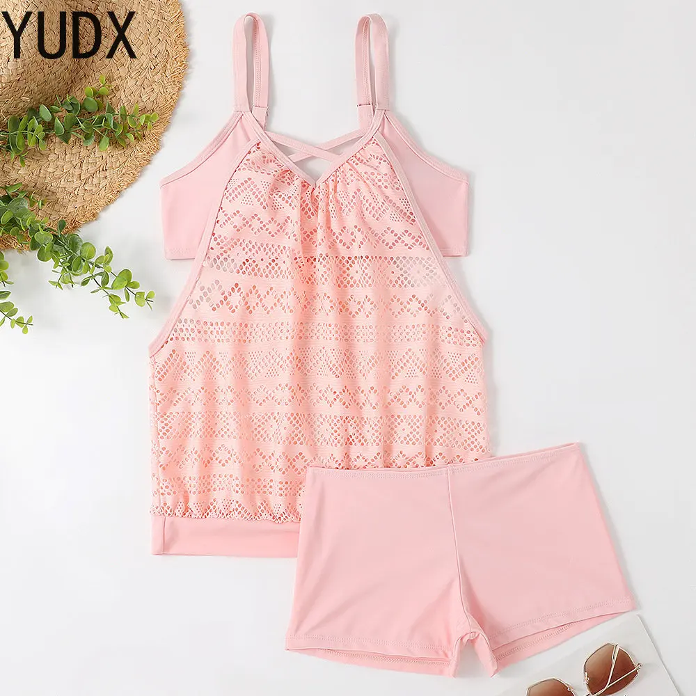 2023 Europe New Grid Bikini Swimsuit Women's Separate Large Size Boxer Pants Conservative Bikini Swimsuit Micro Bikini