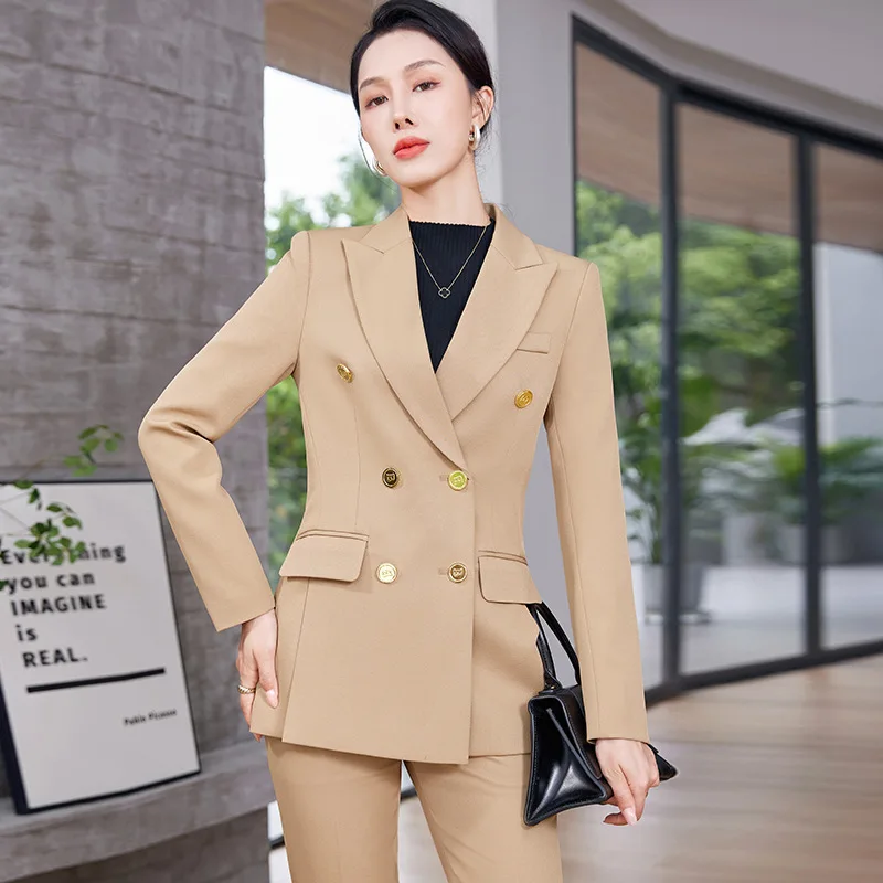 Модный женский брючный костюм черный розовый хаки коричневый деловой для работы