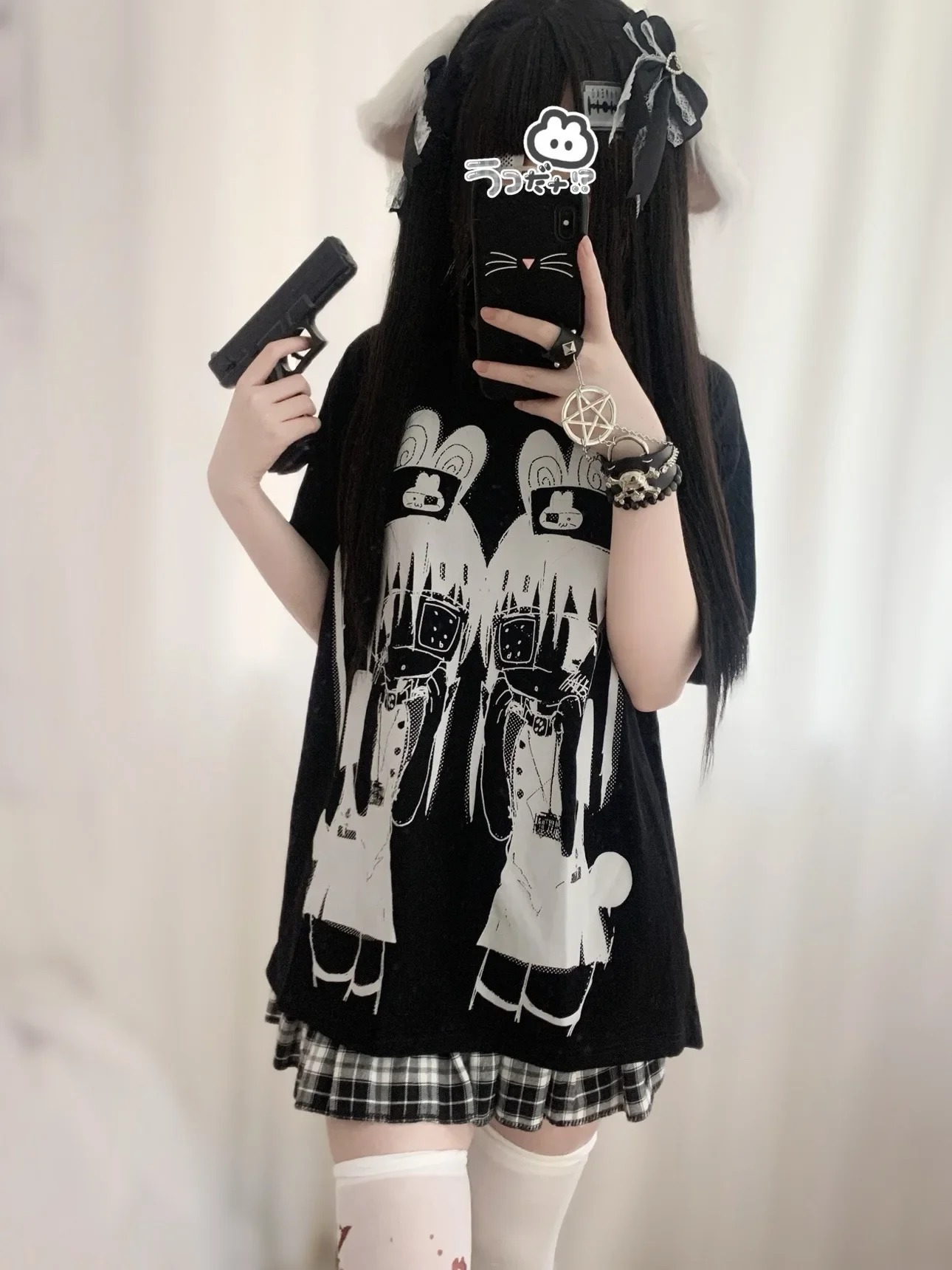 Очаровательные футболки с коротким рукавом круглым вырезом и принтом кролика