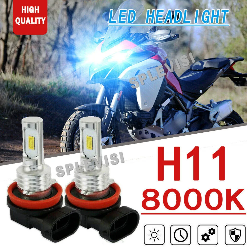 2x 70W H11 Ice Blue Bright LED Headlight Bulbs For Ducati Multistrada 1200 2010-2017 motorcycle light
