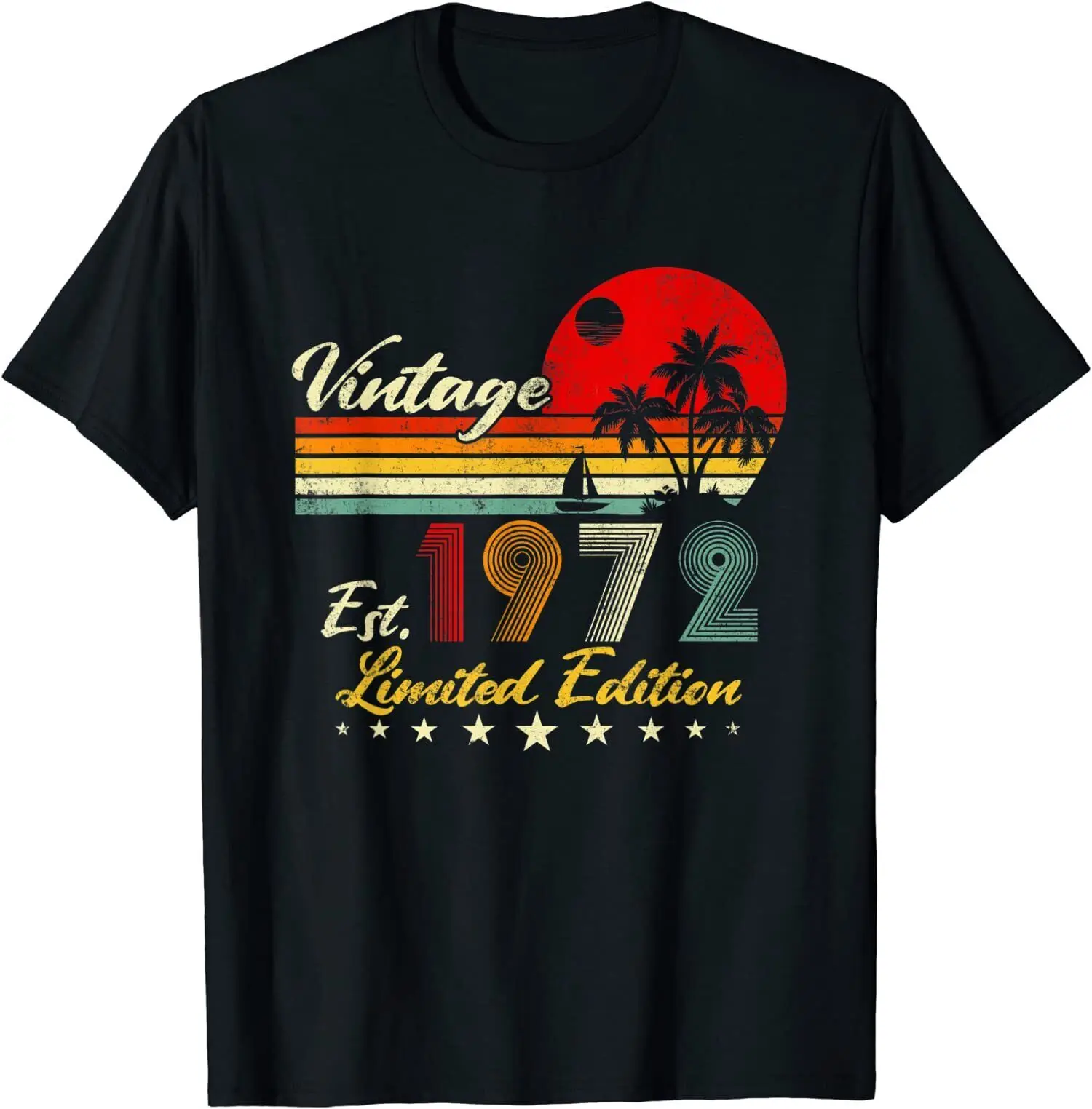

Est Vintage 1972 Edition 50th Birthday O-Neck Cotton T Shirt Men Women Casual Short Sleeve Loose Tshirt Dropshipping