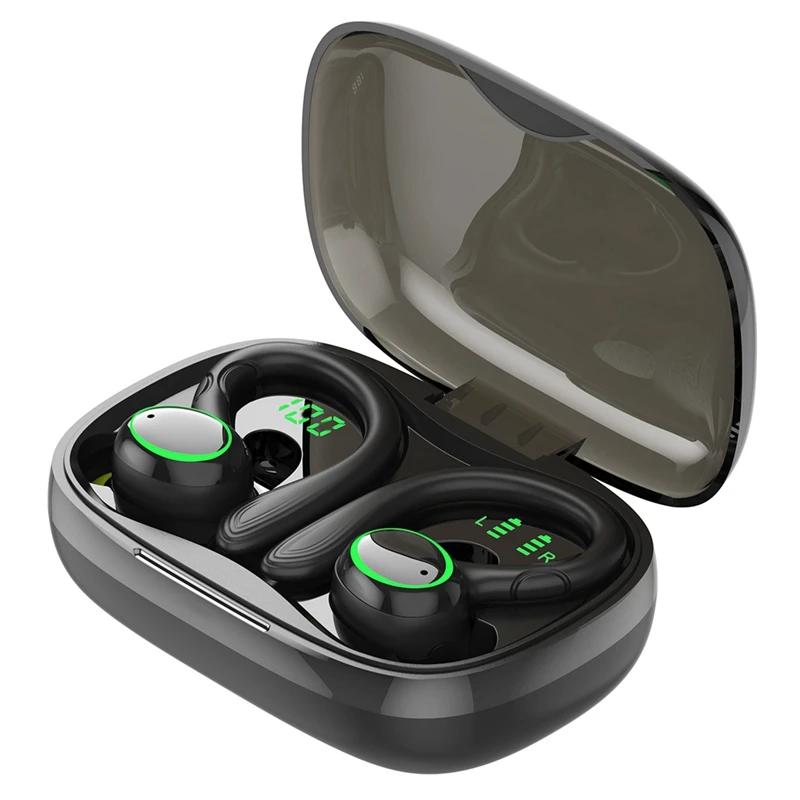 

Bluetooth 5.1 Wireless Headphones LED Digital Display Sports Sweat-Proof Hanging Ear Headphones For Android And Iphone