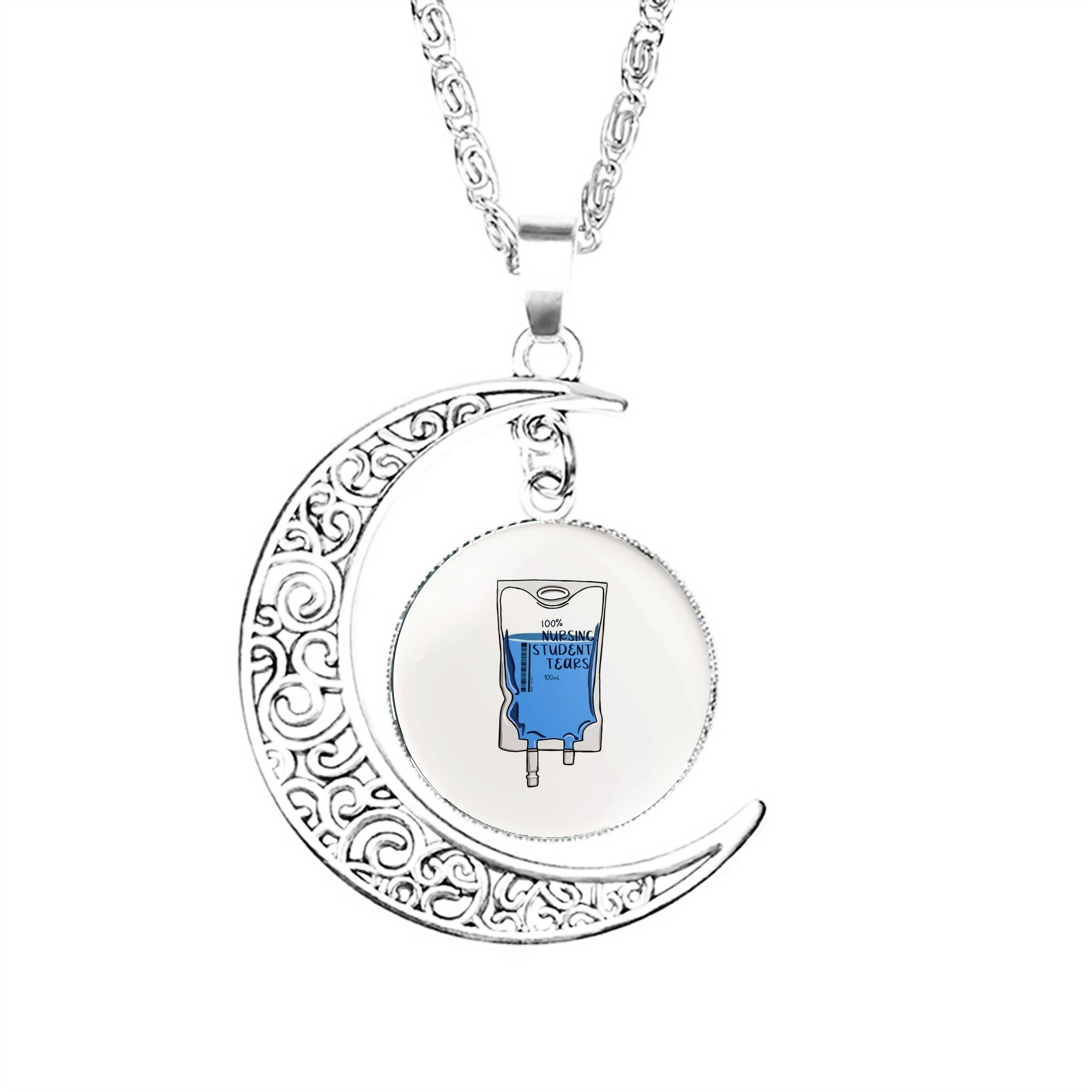 

Nursing Student Tears Original Moon Necklace Stainless Steel Charm Accessories Party Girls Fashion Pendant Glass Lady Jewelry