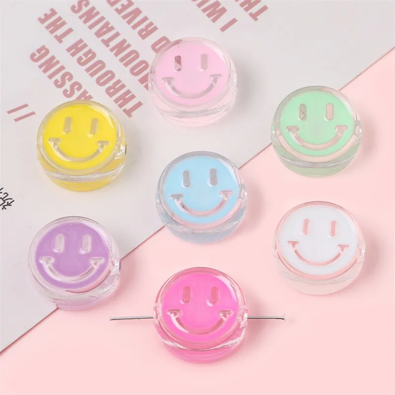 

22mm Round Smile Face Acrylic Beads Loose Spacer Beads for Jewelry Making Supplies Needlework Bracelet DIY Key Chains Accessory