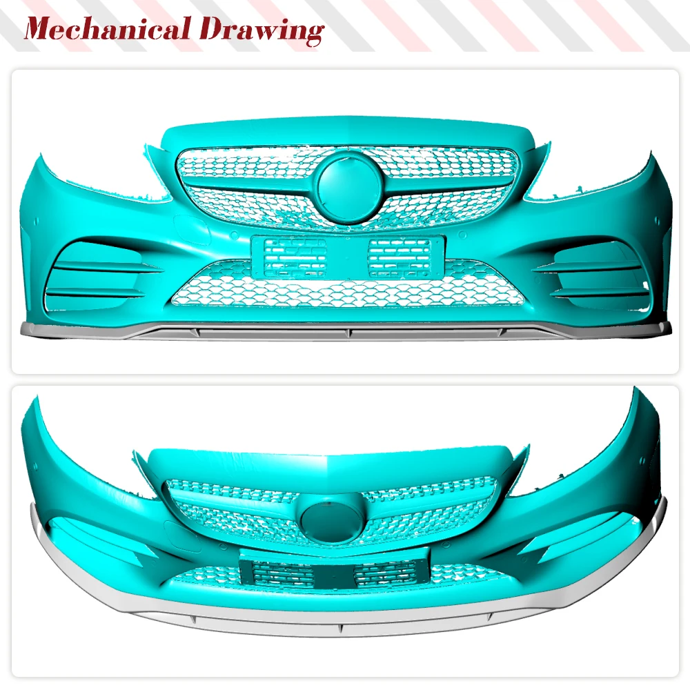 Фото Для Mercedes Benz Sport W205 C205 A205 C300 C200 2019UP автомобильный передний бампер из углеродного волокна, спойлер, сплиттер, автомобильный бампер, подбородок, губа №3
