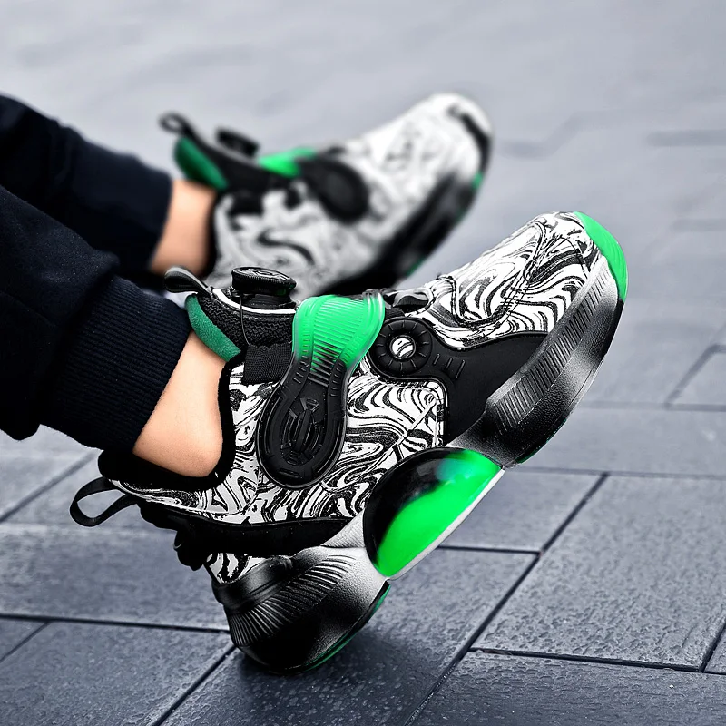 Boy Shoes 2022 Fashion Children Sports Basketball Shoes Autumn and Winter Plus Cotton Warm Breathable Boys' Casual Shoes