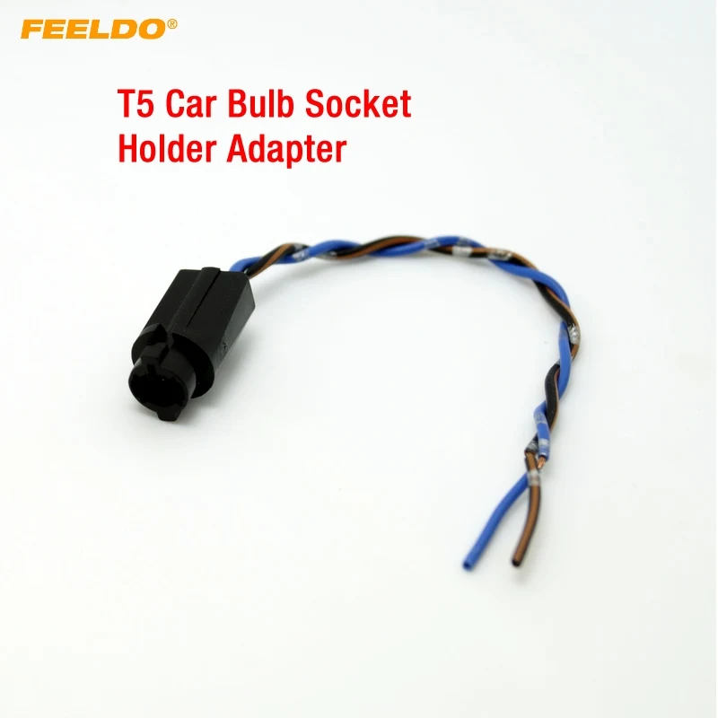 FEELDO 2Pcs T5 Car LED Bulb Socket Holder Adapter Harness Plugs #AM3816