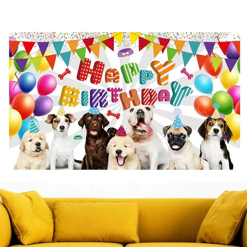 Dog Birthday Backdrop Party Background Cartoon Decorations Cute Dogs Celebrate Child Portrait Customiz Photographic For Pet Part