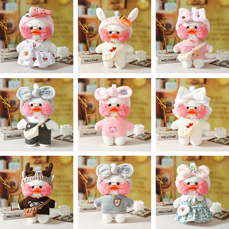 

30CM White Kawaii Cartoon LaLafanfan Cafe Duck Plush Toy Cute Duck Stuffed Doll Soft Animal Dolls Kids Toys Birthday Girl
