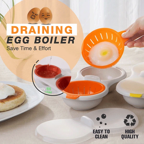

Microwave Egg Maker Breakfast Cooking Utensil Kitchen Tools Double Layer Draining Egg Boiler Omelet Pan 2 Cavity Egg Poacher