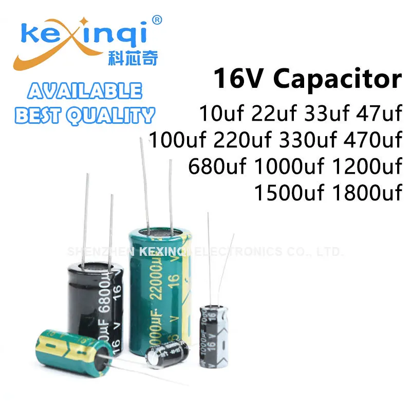 

5-50pcs 16V DIP Aluminum Electrolytic Capacitor 10uf 22uf 33uf 47uf 100uf 220uf 330uf 470uf 680uf 1000uf 1200uf 1500uf 1800uf