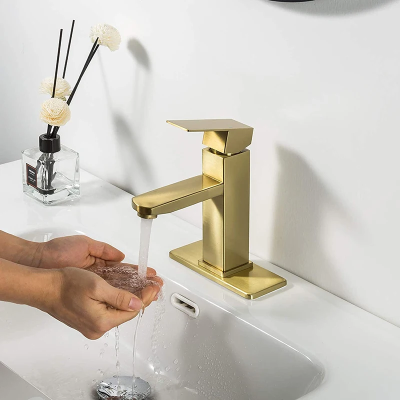 

Bathroom Basin Faucet Deck Mounted Kitchen Hot & Cold Sink Water Mixer Taps Lavatory Single Hole Sink Faucet Tap Crane